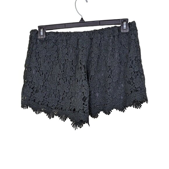 Love and Liberty Shorts Womens Large Black Crochet Lace Lined Stretch Waist - Picture 2 of 4